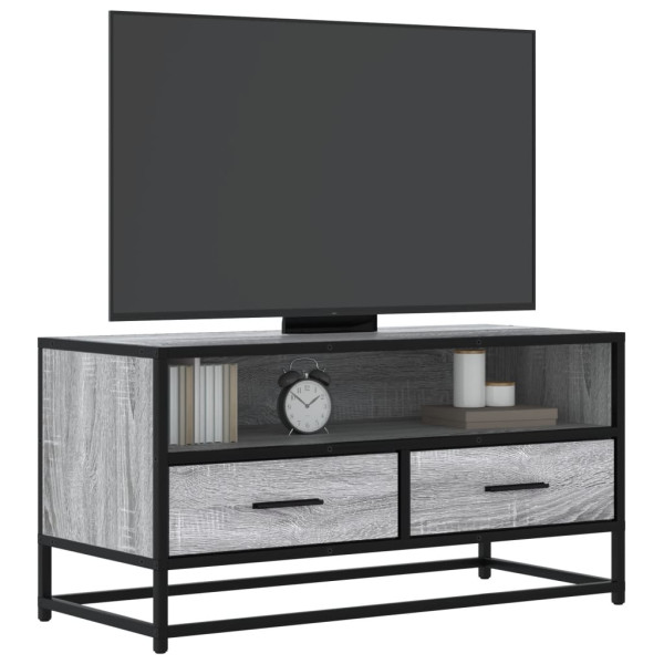 Mueble TV madera ingeniería y metal roble ahumado 80x34.5x40 cm