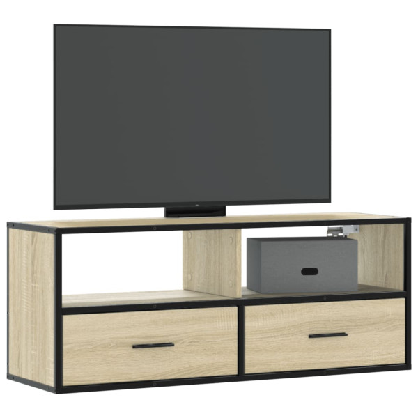 Mueble TV madera ingeniería y metal roble Sonoma 100x31x39.5 cm