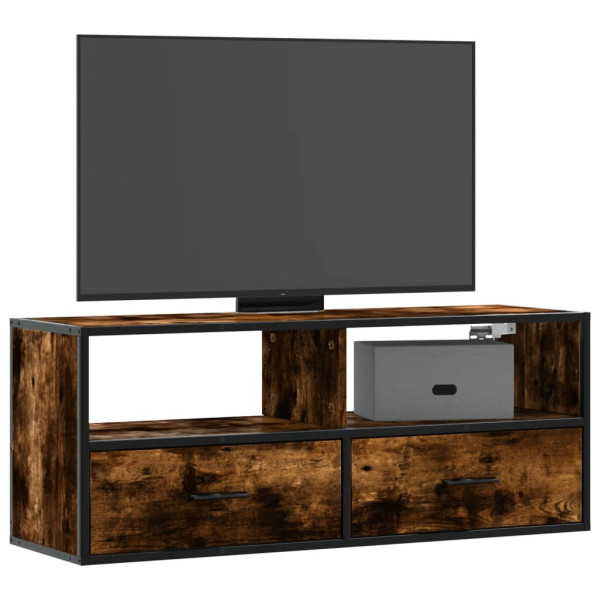 Mueble TV metal y madera contrachapada roble humo 100x31x39.5cm