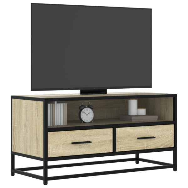 Mueble TV metal y madera ingeniería roble Sonoma 80x34.5x40 cm