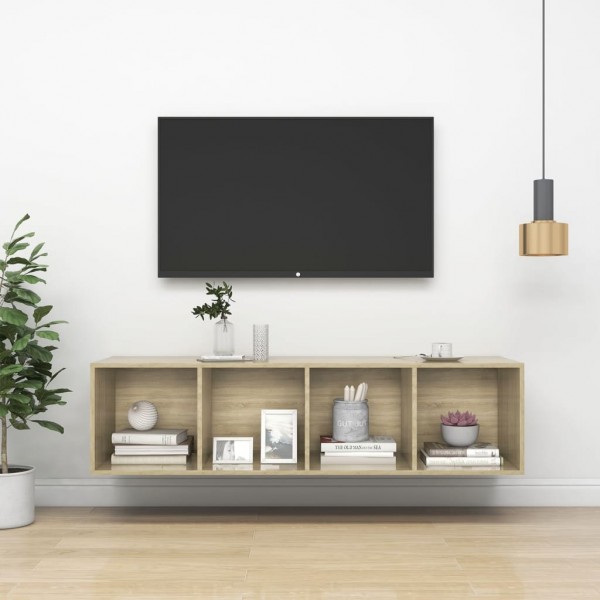 Mueble TV pared contrachapada color roble Sonoma 37x37x142.5 cm