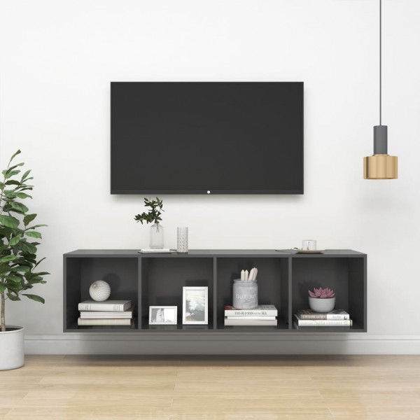 Mueble TV pared madera contrachapada gris 37x37x142.5 cm
