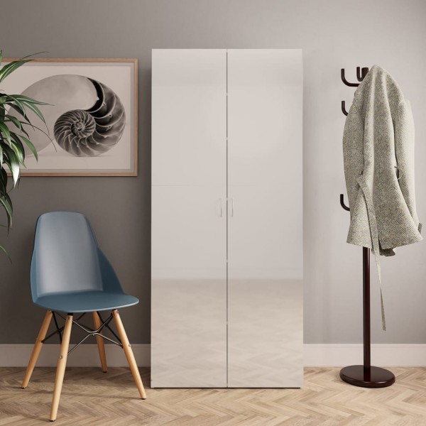 Mueble zapatero contrachapada blanco brillo 80x35.5x180 cm