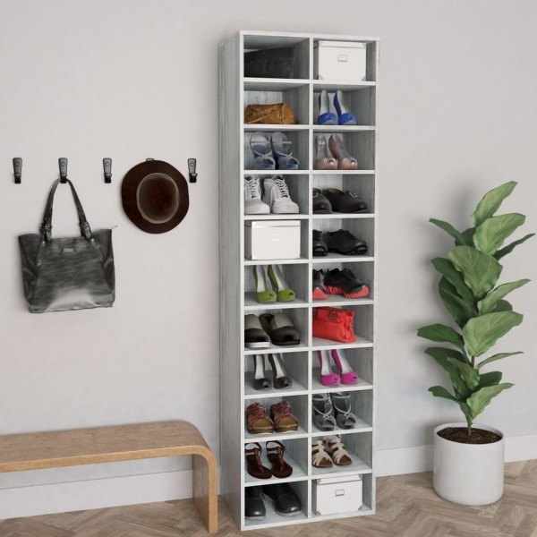 Mueble zapatero de contrachapada gris hormigón 80x35.5x180 cm