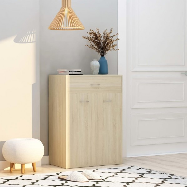 Mueble zapatero de madera contrachapada color roble 60x35x84cm