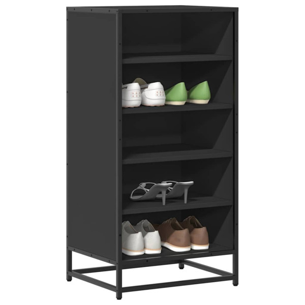 Mueble zapatero de madera de ingeniería negro 48x38x97.5 cm