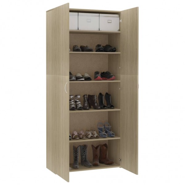Mueble zapatero madera contrachapada color roble 80x35.5x180 cm