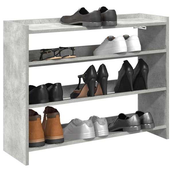 Mueble zapatero madera contrachapada gris hormigón 80x25x62 cm