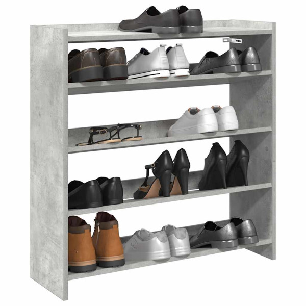 Mueble zapatero madera contrachapada gris hormigón 80x25x81 cm