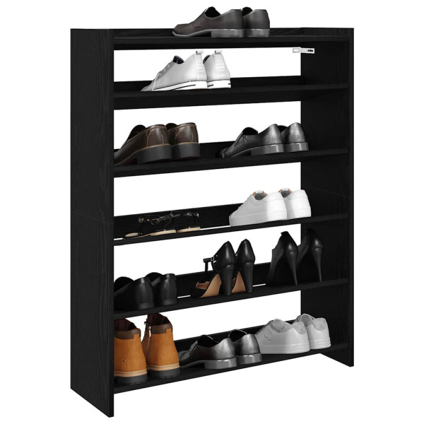 Mueble zapatero madera contrachapada negro 80x25x100 cm