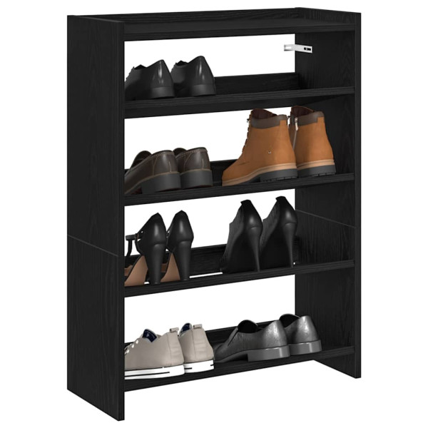 Mueble zapatero madera contrachapada negro 80x25x61.5 cm