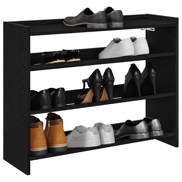 Mueble zapatero madera contrachapada negro 80x25x62 cm