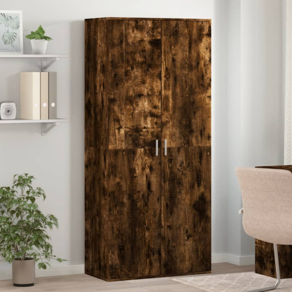 Mueble zapatero madera de ingeniería roble ahumado 80x39x178 cm