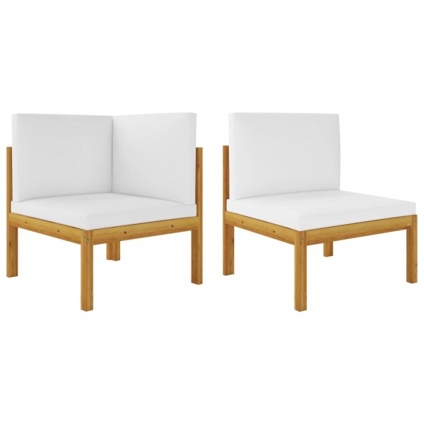 Muebles de jardín 2 pzas con cojines madera maciza de acacia