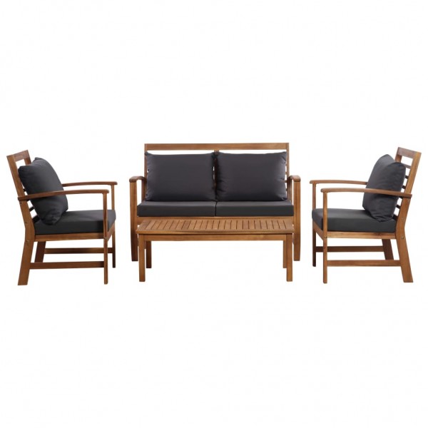 Muebles de jardín 4 piezas con cojines madera acacia maciza