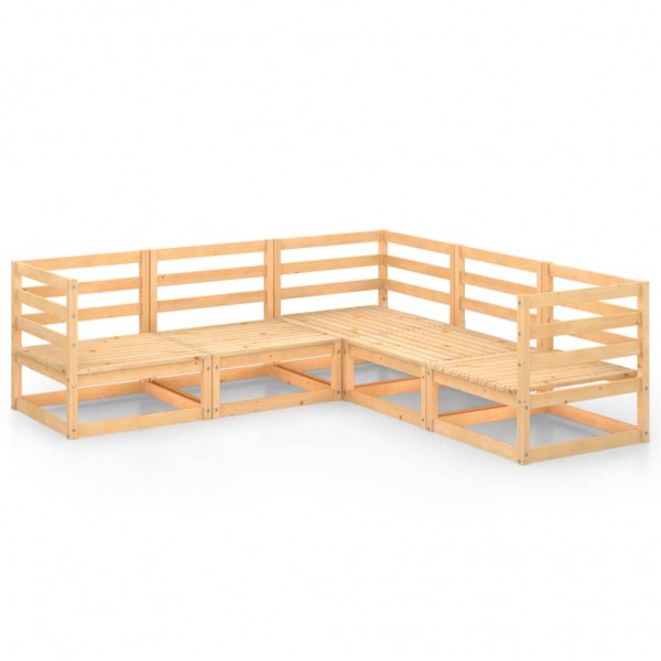 Muebles de jardín 5 piezas madera maciza de pino