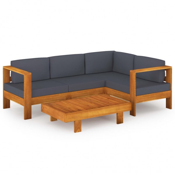 Muebles de jardín 5 pzas con cojines gris oscuro madera acacia