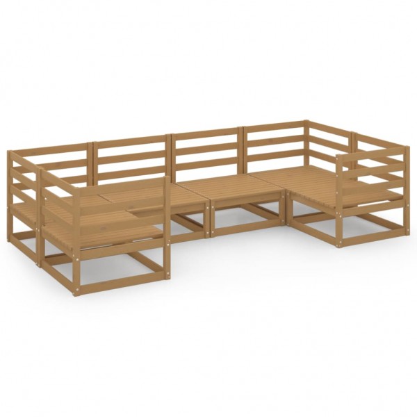 Muebles de jardín 6 piezas madera maciza de pino