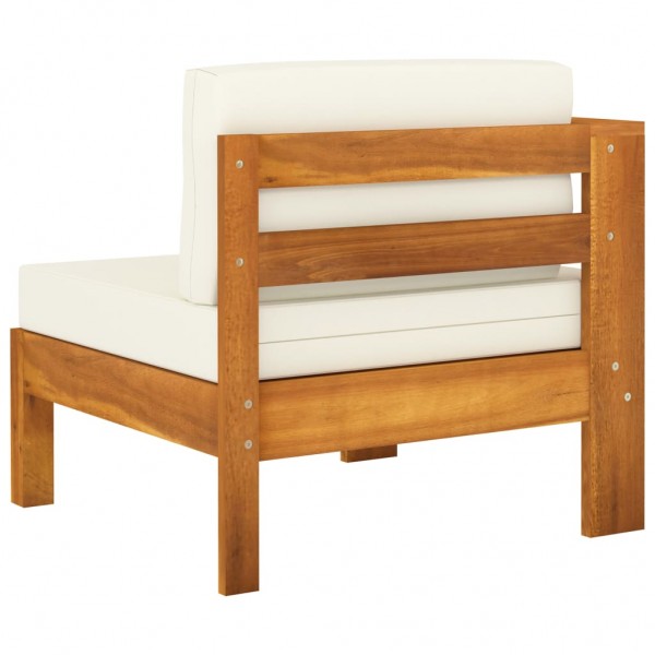 Muebles de jardín 6 pzas cojines blanco crema madera de acacia