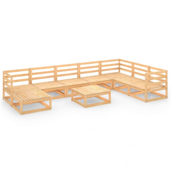Muebles de jardín 9 piezas madera maciza de pino