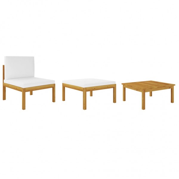 Muebles de jardín con cojines 3 pzas madera maciza de acacia