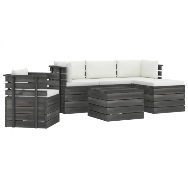 Muebles de jardín de palets 6 piezas cojines madera maciza pino
