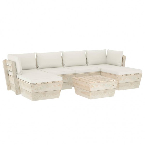 Muebles de jardín de palets 7 piezas y cojines madera de abeto