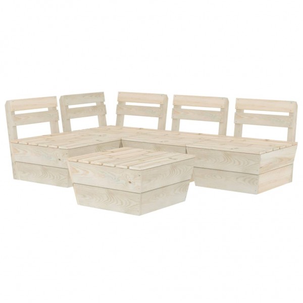 Muebles de palés para jardín 5 pzas madera de abeto impregnada
