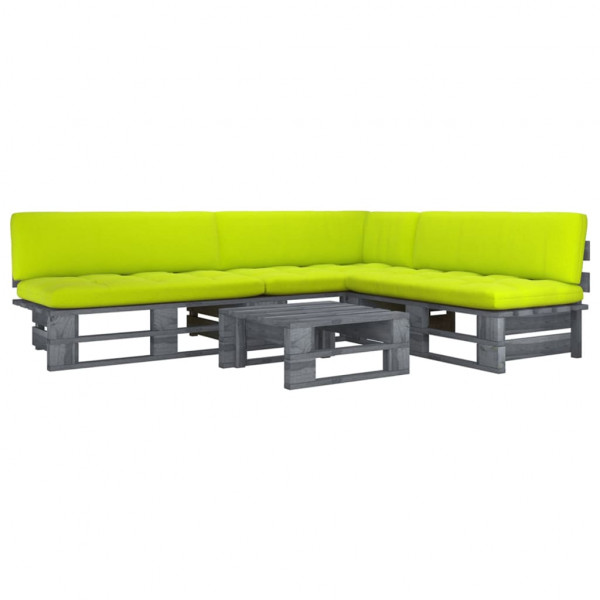 Muebles de palets 4 pzas y cojines madera pino impregnada gris