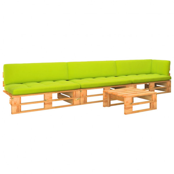 Muebles de palets 4 pzas y cojines madera pino impregnada miel