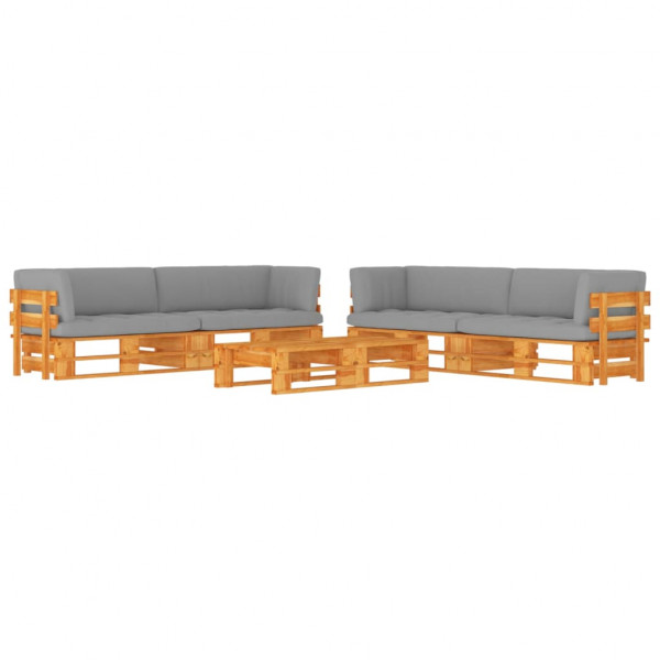 Muebles de palets 6 pzas y cojines madera pino impregnada miel