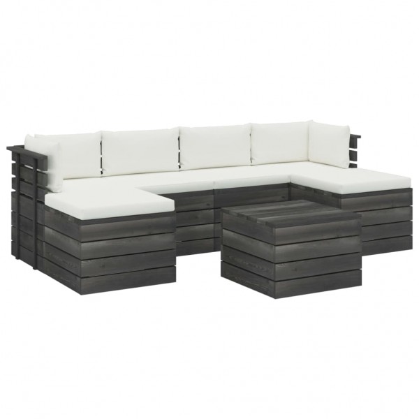 Muebles de palets para jardín 7 pzas cojines madera maciza pino