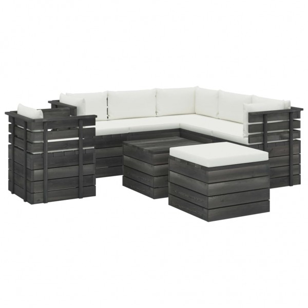 Muebles de palets para jardín 8 pzas cojines madera maciza pino