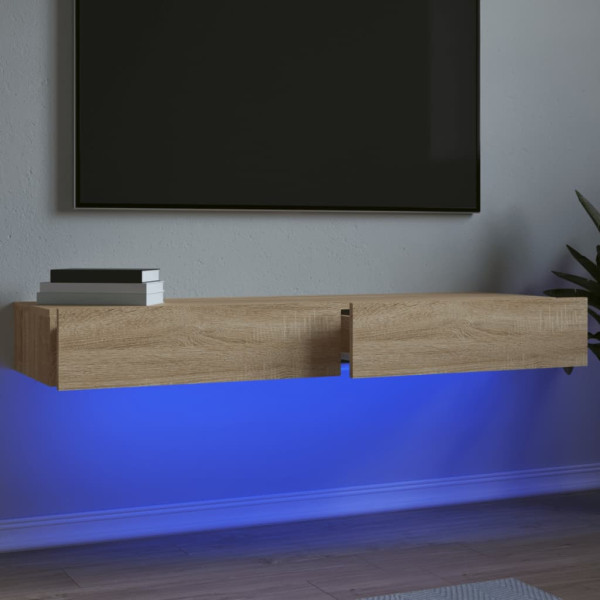 Muebles de TV con luces LED 2 uds roble Sonoma 60x35x15.5 cm