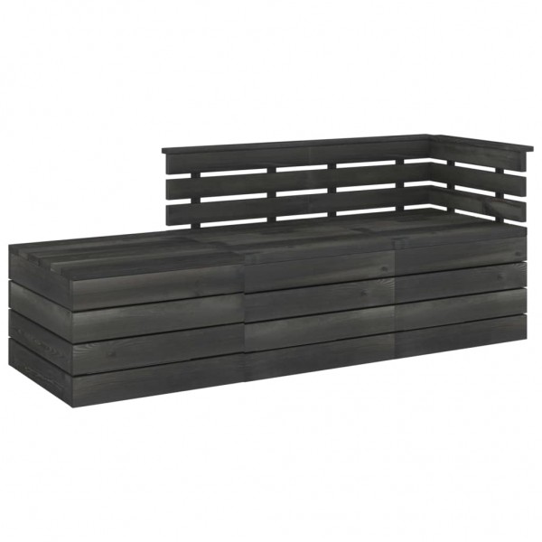 Muebles palets de jardín 3 pzas madera maciza pino gris oscuro