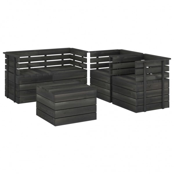 Muebles palets de jardín 5 pzas madera maciza pino gris oscuro