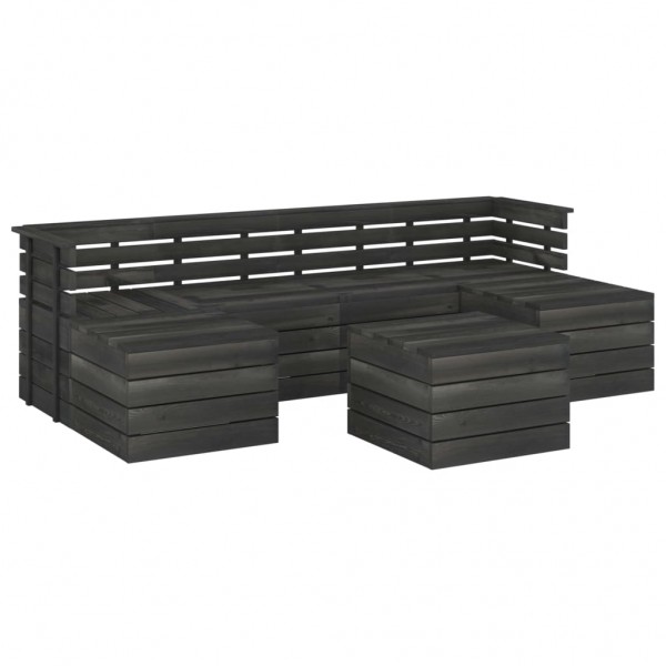 Muebles palets de jardín 7 pzas madera maciza pino gris oscuro