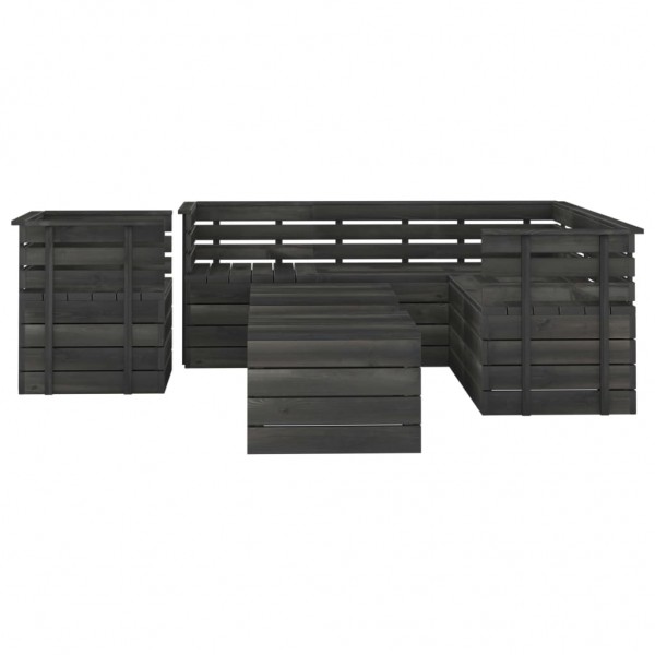 Muebles palets de jardín 8 pzas madera maciza pino gris oscuro