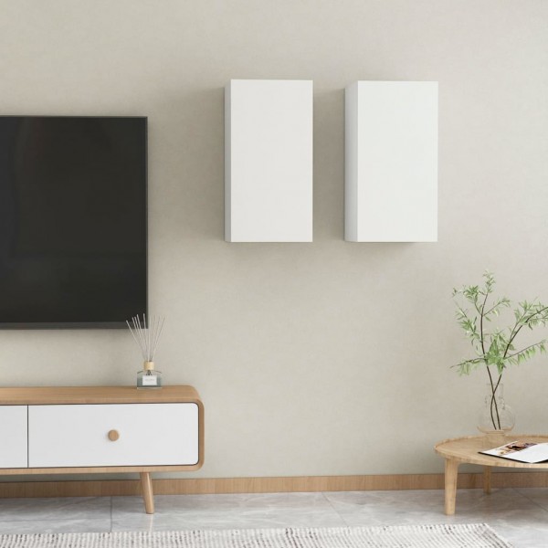 Muebles para TV 2 uds madera contrachapada blanco 30.5x30x60 cm