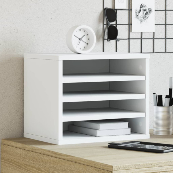 Organizador escritorio madera ingeniería blanco 36x26x29.5 cm