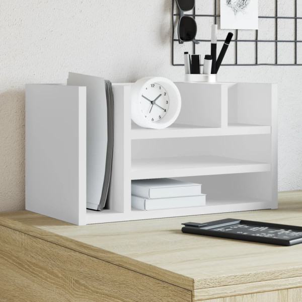 Organizador escritorio madera ingeniería blanco 44.5x24x25 cm