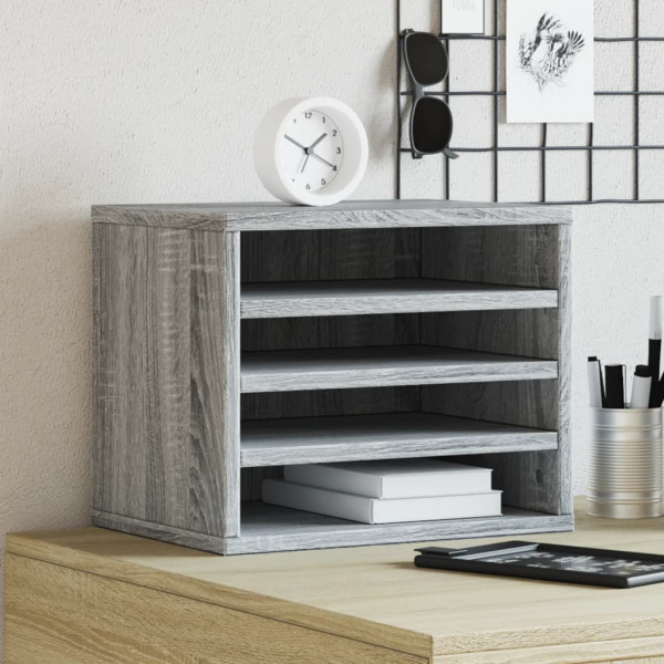 Organizador escritorio madera ingeniería gris 36x26x29.5 cm