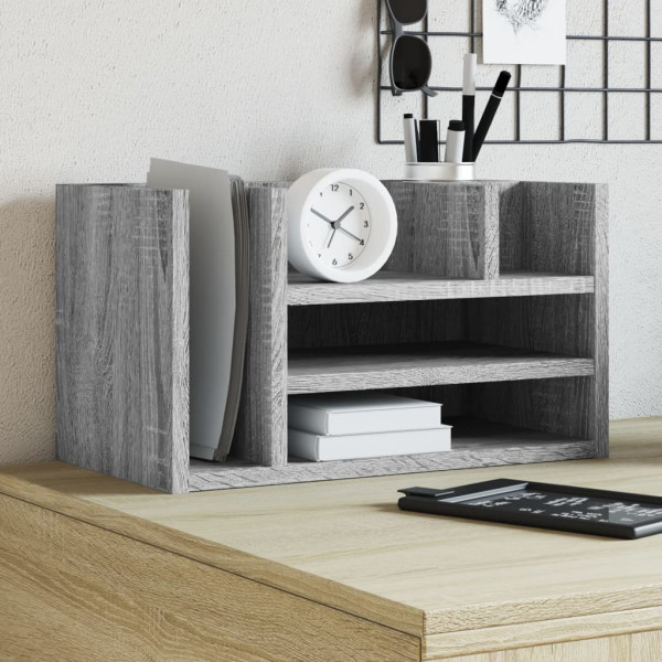 Organizador escritorio madera ingeniería gris 44.5x24x25 cm