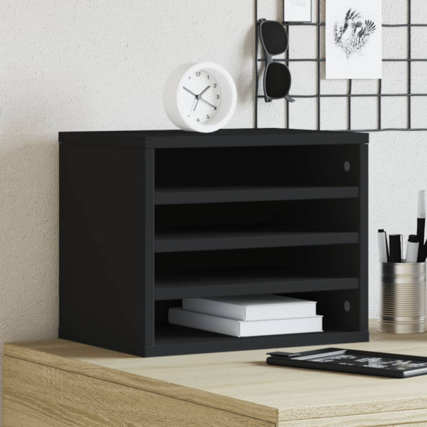 Organizador escritorio madera ingeniería negro 36x26x29.5 cm