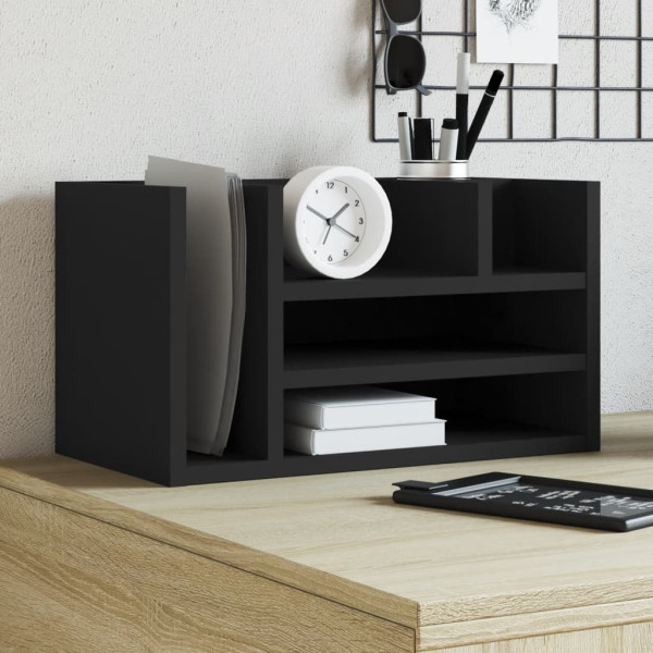 Organizador escritorio madera ingeniería negro 44.5x24x25 cm