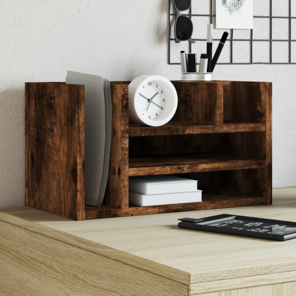 Organizador escritorio madera roble ahumado 44.5x24x25 cm
