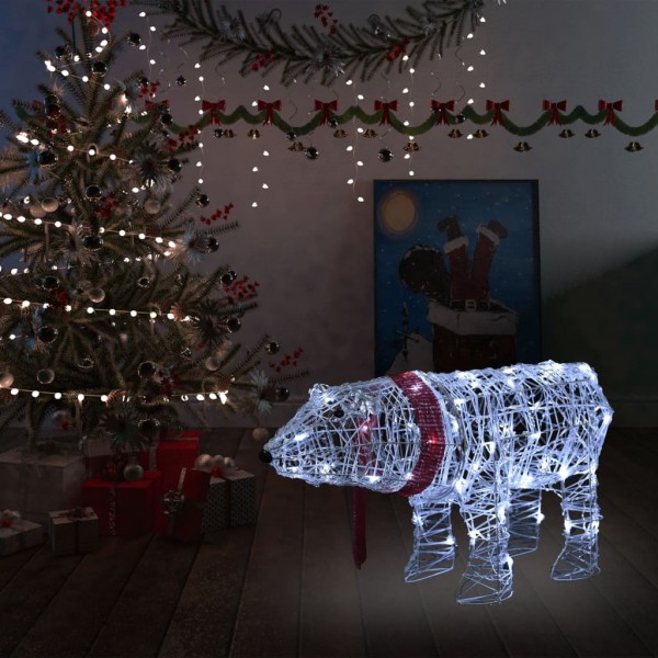 Oso decorativo de Navidad con 45 LEDs acrílico 71x20x38 cm