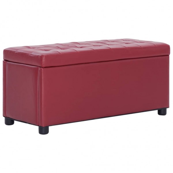 Otomana de almacenaje cuero sintético color vino tinto 87.5 cm