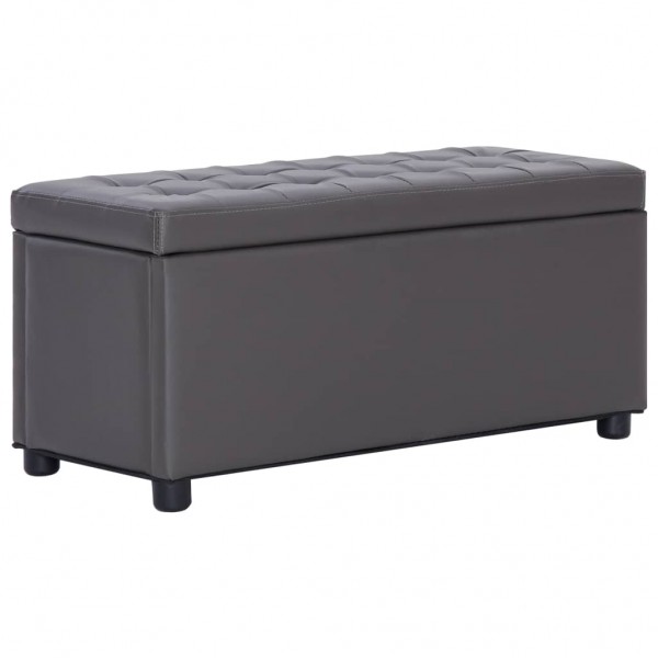 Otomana de almacenaje de cuero sintético gris 87.5 cm