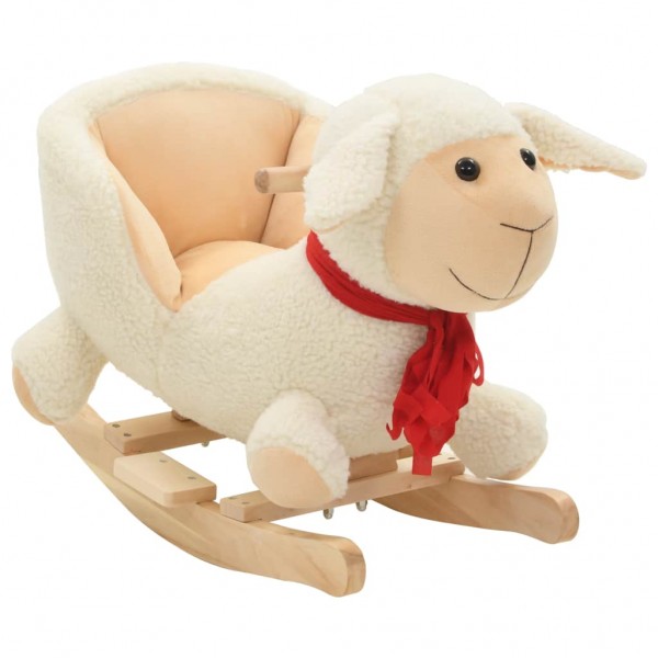 Oveja balancín de peluche con respaldo blanco 60x32x50 cm